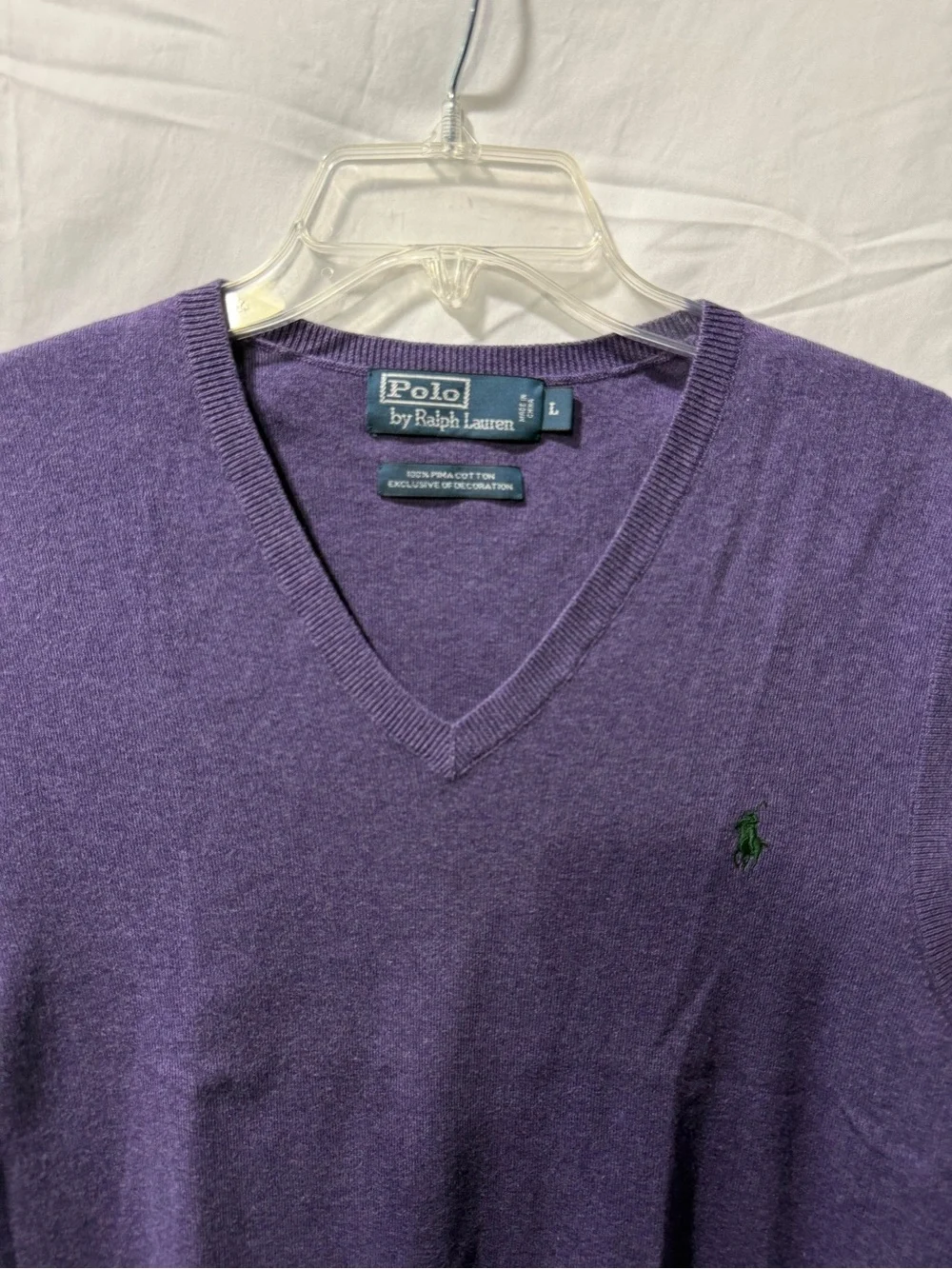 Polo by Ralph Lauren Men’s Purple V-Neck Sweater Vest with Green Pony